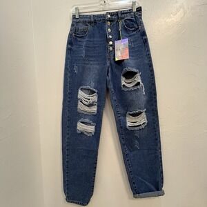 NEW Elite Women's Jeans Savage Collection High Rise Ripped Ankle Distressed 7/28